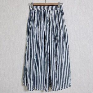 Samamo Striped Flare Long Skirt Blue/White